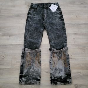 Y/Project Unisex Cowboy Cuff Jeans Black Acid Wash sz 32